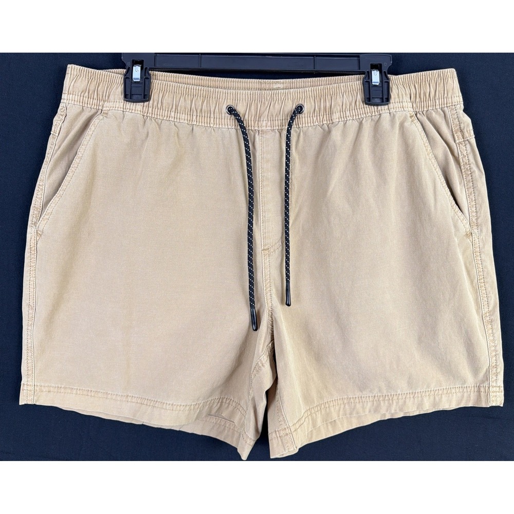 Bear Bottom Shorts Mens XL 5.5" Inseam Elastic Waist Drawstring Beige Tan